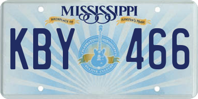 MS license plate KBY466