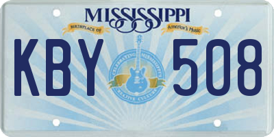 MS license plate KBY508