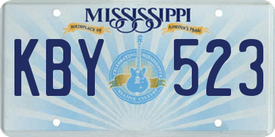MS license plate KBY523