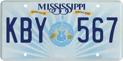 MS license plate KBY567