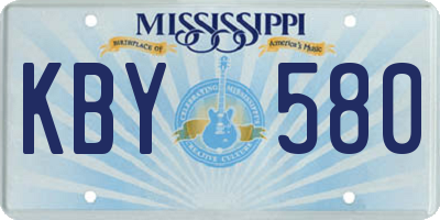MS license plate KBY580