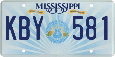 MS license plate KBY581