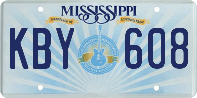MS license plate KBY608