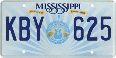 MS license plate KBY625