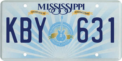 MS license plate KBY631
