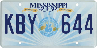MS license plate KBY644