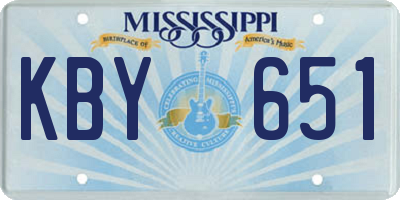 MS license plate KBY651