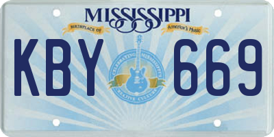 MS license plate KBY669