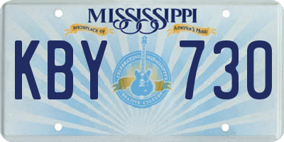 MS license plate KBY730