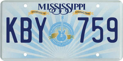 MS license plate KBY759
