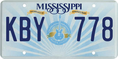 MS license plate KBY778