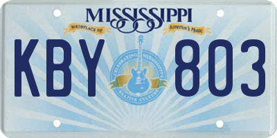 MS license plate KBY803