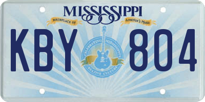 MS license plate KBY804