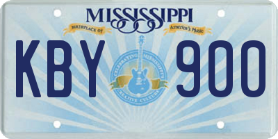 MS license plate KBY900
