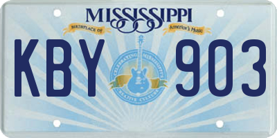 MS license plate KBY903