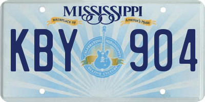 MS license plate KBY904