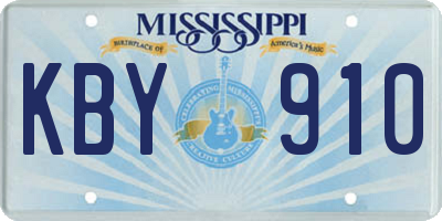 MS license plate KBY910