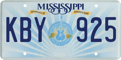 MS license plate KBY925