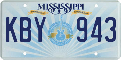 MS license plate KBY943