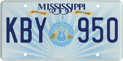 MS license plate KBY950