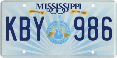 MS license plate KBY986