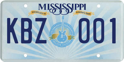 MS license plate KBZ001