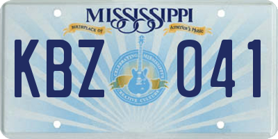 MS license plate KBZ041