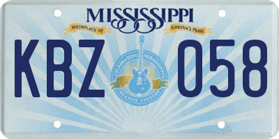 MS license plate KBZ058