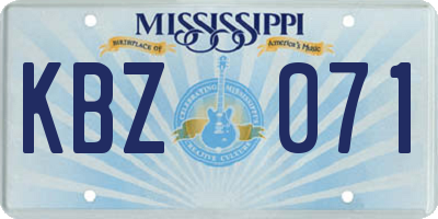 MS license plate KBZ071