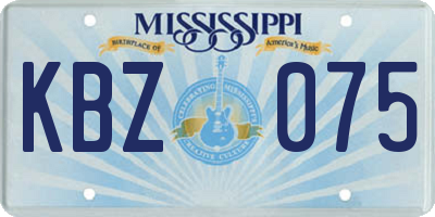 MS license plate KBZ075