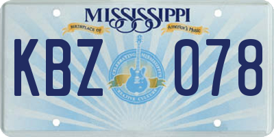 MS license plate KBZ078