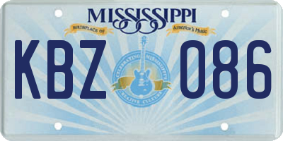 MS license plate KBZ086