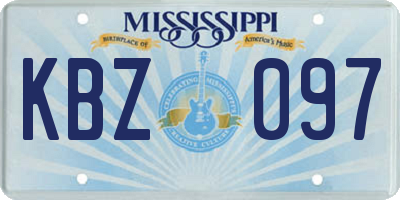 MS license plate KBZ097