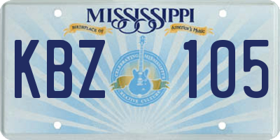 MS license plate KBZ105