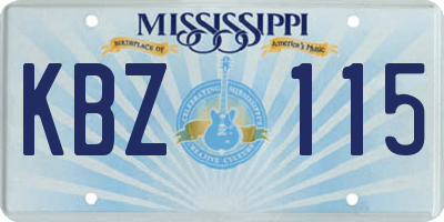 MS license plate KBZ115