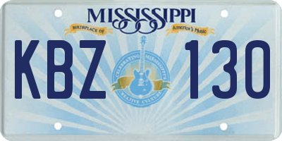 MS license plate KBZ130