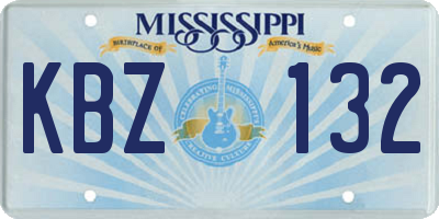 MS license plate KBZ132