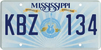 MS license plate KBZ134