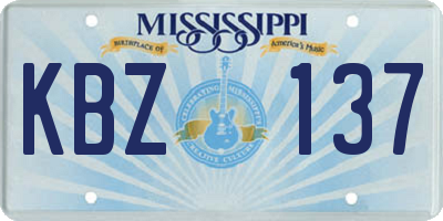 MS license plate KBZ137