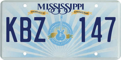 MS license plate KBZ147