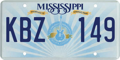 MS license plate KBZ149
