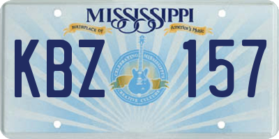 MS license plate KBZ157