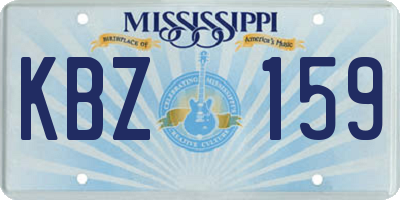 MS license plate KBZ159