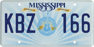 MS license plate KBZ166