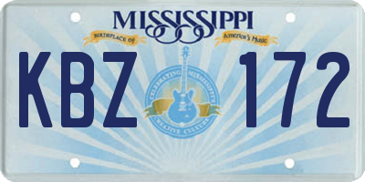 MS license plate KBZ172