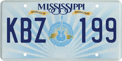 MS license plate KBZ199