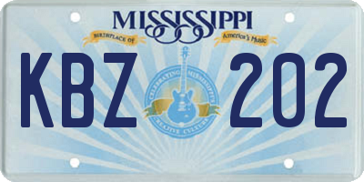 MS license plate KBZ202