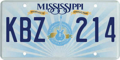 MS license plate KBZ214