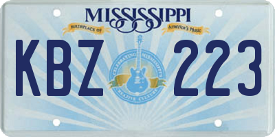 MS license plate KBZ223