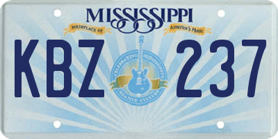 MS license plate KBZ237